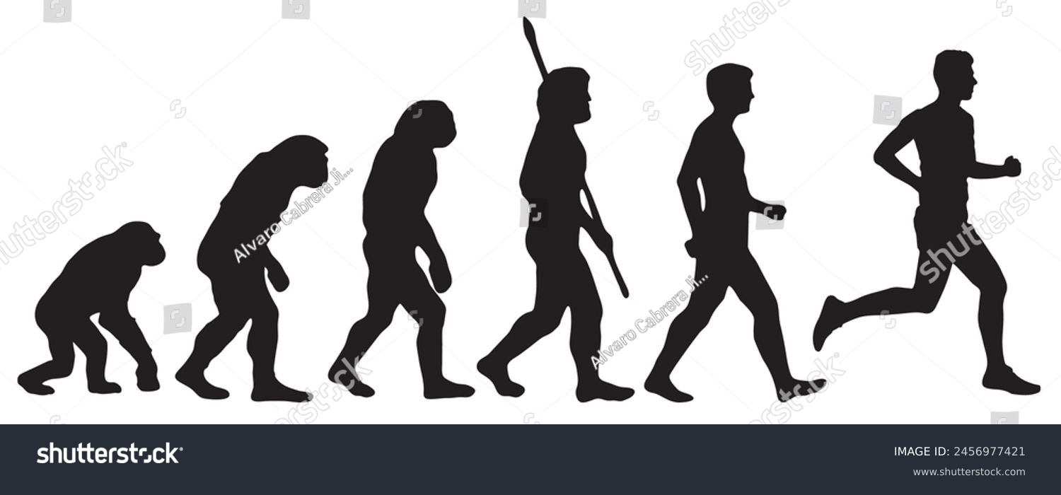 stock-vector-evolution-of-the-human-from-darwin-to-the-runner-silhouettes-with-the-different-steps-of-evolution-2456977421